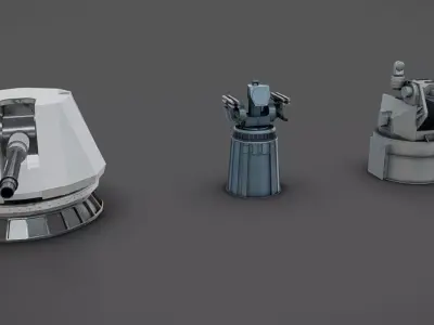 Deck Guns 01 Low-poly 3D model