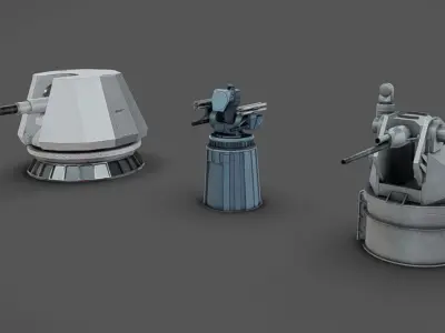 Deck Guns 01 Low-poly 3D model