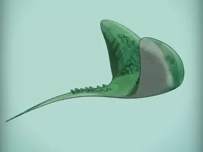 Cute Sea Sprite Ray Stylized Fantasy Creature cartoony style 3D model