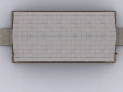 Brick hangar Low-poly 3D model