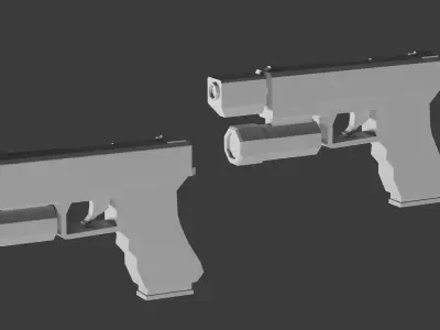 Stylized Low Poly Glock -5 Variations Game Ready Low-poly 3D model