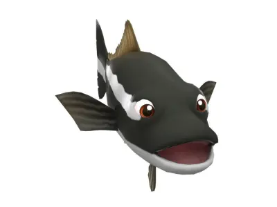 Cobia Fish Cartoon Animated Low-poly 3D model