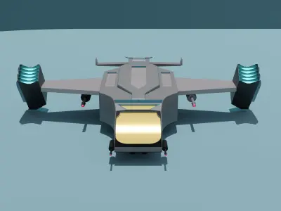 Low-poly Military Aircraft 3D model - VTOL Free low-poly 3D model