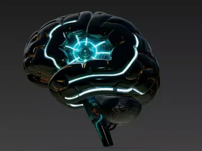 Black Cyan Cyberpunk Tech Brain Model Bundle 3D model