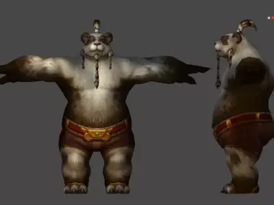 Panda character fully rigged low-poly 3d model for games Low-poly 3D model