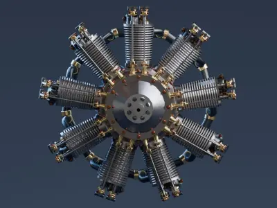 Realistic Engine - Radial Engine Low-poly 3D model