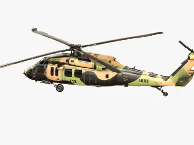 Sikorsky UH-60M and UH-60L Black Hawk US Military Helicopter Low-poly 3D model