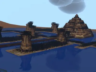 Ancient temple Low-poly 3D model