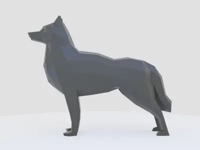 Husky dog lowpoly Low-poly 3D model