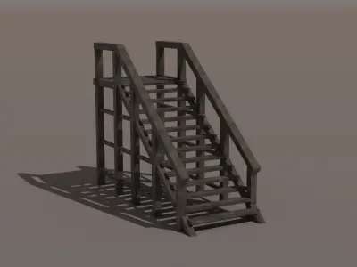 Stairs Wooden Low-poly 3D model