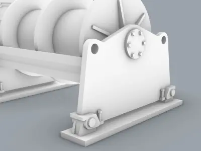 Hydraulic Drive Winch Low-poly 3D model