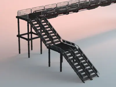 Overpass Pedestrian Road Crossing Bridge Low-poly 3D model