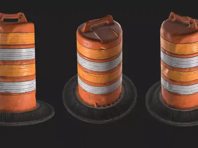 Construction Barrel Low-poly 3D model