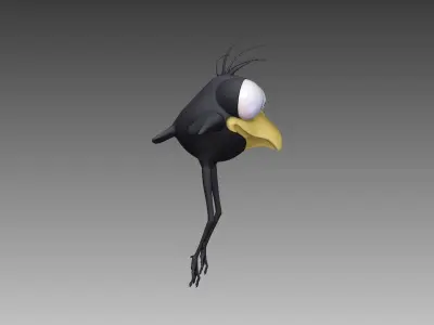 Cute  Hayao Miyazaki stylized crow bird 3D model