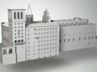 CONVENT church with towers 3D model