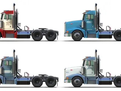 Peterbilt 377 container truck Low-poly 3D model