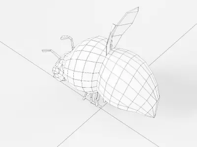 Bee cartoon 3d model  Low-poly 3D model