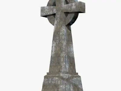 Gravestone celtic cross Low-poly 3D model