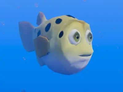 Puffer Fish Toon Low-poly 3D model