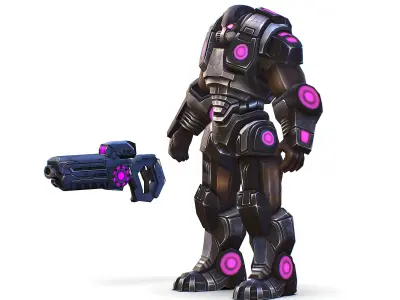 Cartoon Sci-Fi Cyborg Drone Heavy Trooper Bandit Low-poly 3D model