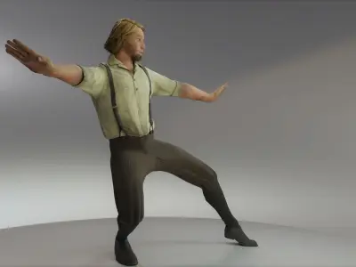 Farmer Peasant Man Low-poly 3D model