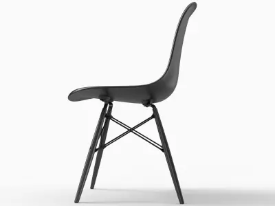 Eames Plastic Side Chair DSW Full Black 3D model