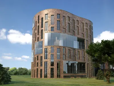 Office Building With Bricks Glass And Interesting Architectur... 3D model
