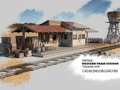 Tucson City Vintage Western Train Station 3D model