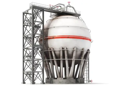 Detailed Oil Storage Spherical 3D model