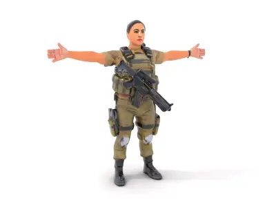 Military Soldier Model Pack with Tactical Gear Low-poly 3D model