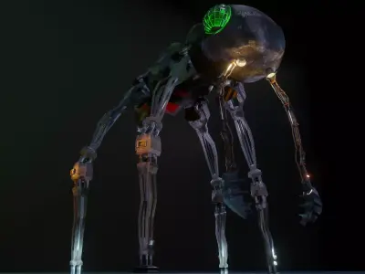 Harvester explorer insect Robot Sci-fi  Low-poly 3D model