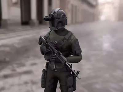 Soldier game ready character Low-poly 3D model