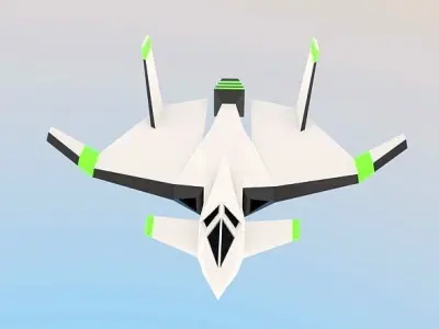 Manta ray aircraft lowpoly concept Low-poly 3D model
