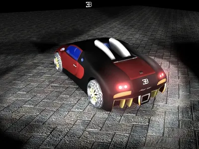 Bugatti Veyron 3D model with interior Free low-poly 3D model