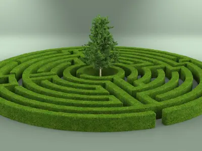 Labyrinth Garden with Tree 3D model