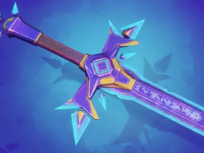 Game ready stylised sword prop Low-poly 3D model Low-poly 3D model