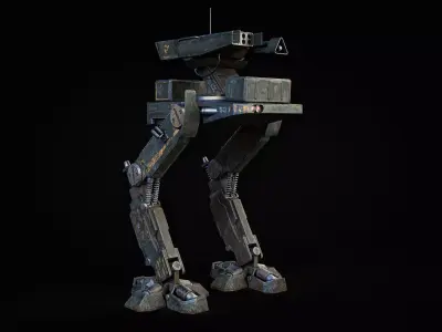Mech Robot Two Legs Combat Sci-Fi Low-poly 3D model