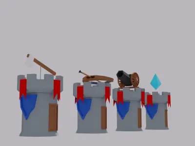 Cartoon Simple Tower Defense Assets Low-poly 3D model