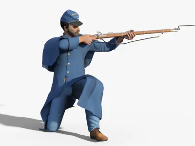 US Civil War Union Major General Rigged Low-poly 3D model