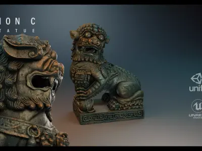 Lion C chinese statue of 3D model