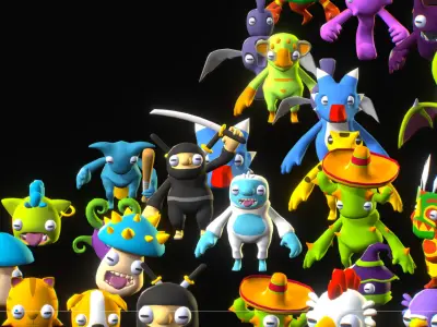 Animated Monsters Pack Free low-poly 3D model