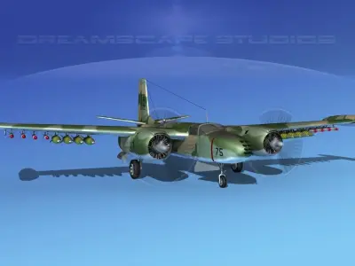 Douglas A-26K Invader USAF Vietnam 2 3D model