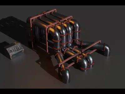 Low-Poly 3D Model of Pipe Air Conditioning Part Low-poly 3D model