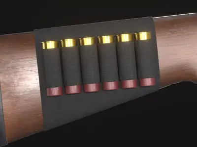 Shell Holder for Shotgun Stock Attachment - Game Asset Low-poly 3D model
