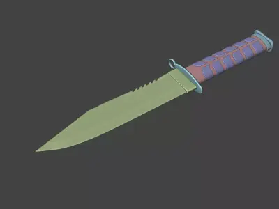 2d shader military knife Free 3D model