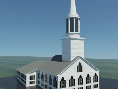 New England Style Church 3D model