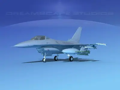 Gen Dyn F-16A Falcon Bare Metal 3D model