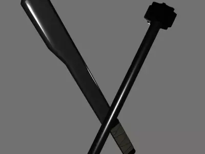 Machete and Pipe Mace Low-poly 3D model