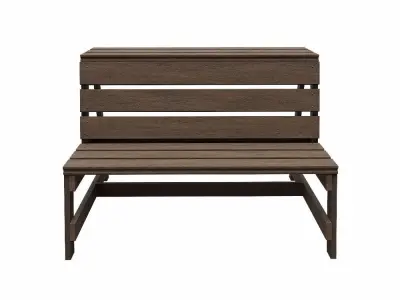 FirePitBench 1 outdoor bench with slats Low-poly 3D model