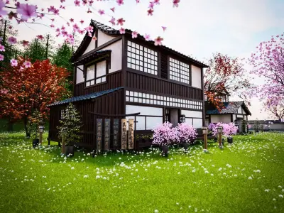 JAPAN TRADITIONAL BUILDING 001 Low-poly 3D model